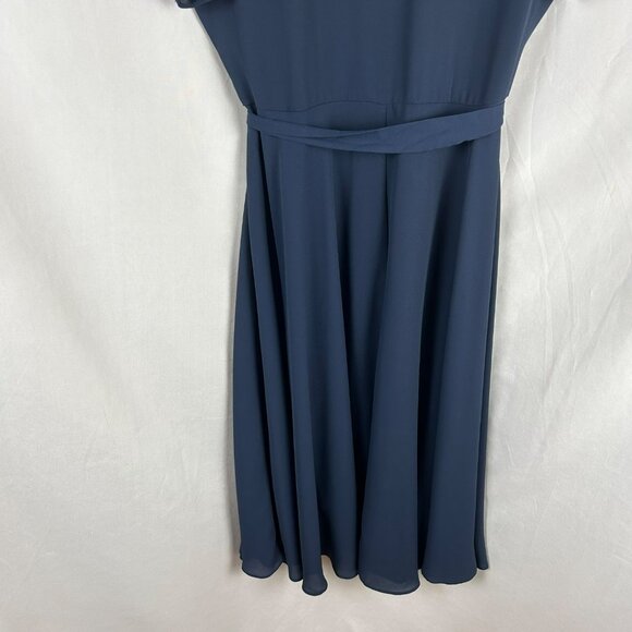 Nanette Lepore Flutter Sleeve Pintuck Shirt Dress Women 4 Navy Blue A Line Midi - Picture 13 of 14